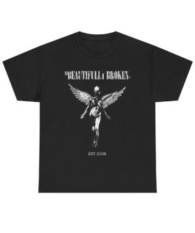 Beautifully Broken, Nirvana style Rock and Roll Tee, Unisex Heavy Cotton Tee